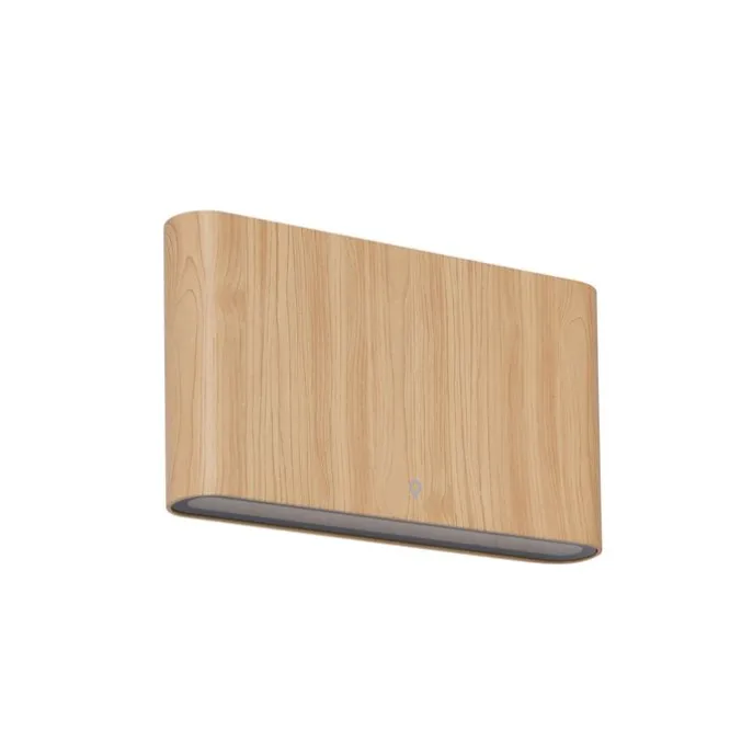 Skandinavische Außenwandleuchte Holzoptik 17,5 cm inkl. LED IP65 - Batt