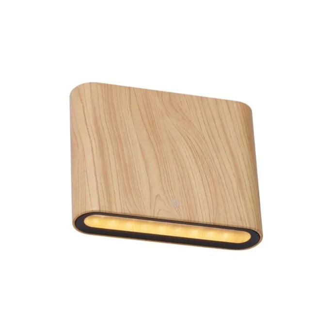 Skandinavische Außenwandleuchte Holzoptik 11,5 cm inkl. LED IP65 - Batt