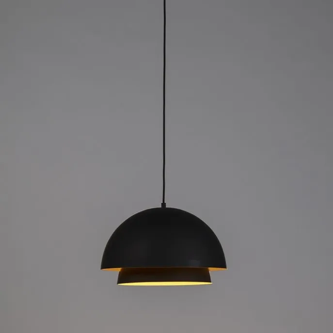 Skandinavische Hängelampe schwarz mit weißer 2-Schicht - Claudius