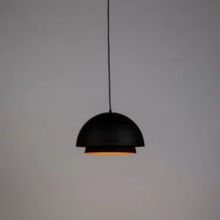 Skandinavische Hängelampe schwarz mit Gold 2-lagig - Claudius