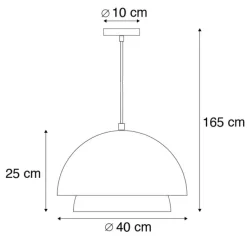 Skandinavische Hängelampe schwarz mit Gold 2-lagig - Claudius