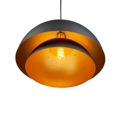 Skandinavische Hängelampe schwarz mit Gold 2-lagig - Claudius