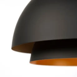 Skandinavische Hängelampe schwarz mit Gold 2-lagig - Claudius