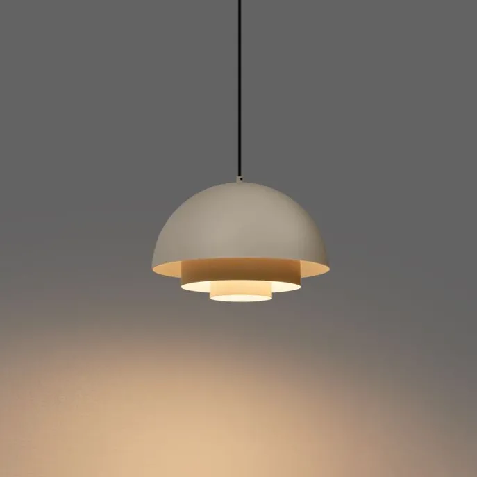 Skandinavische Hängelampe Creme mit weißer Innenseite - Loes