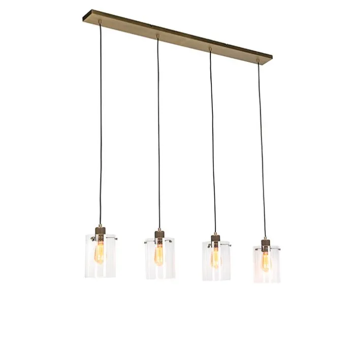 Skandinavische Hängelampe Bronze mit Glas 4-Licht - Kuppel