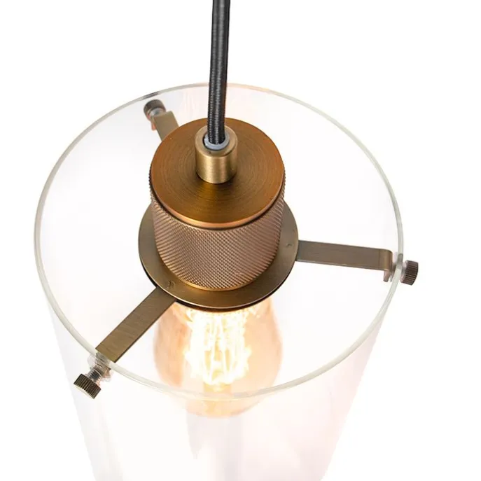 Skandinavische Hängelampe Bronze mit Glas 4-Licht - Kuppel