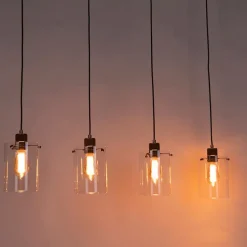 Skandinavische Hängelampe Bronze mit Glas 4-Licht - Kuppel