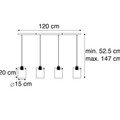 Skandinavische Hängelampe Bronze mit Glas 4-Licht - Kuppel