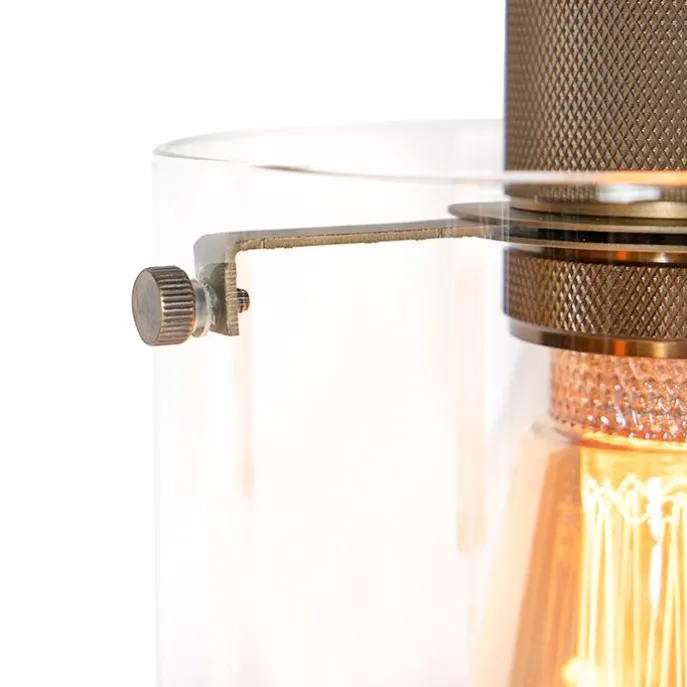 Skandinavische Hängelampe Bronze mit Glas 4-Licht - Kuppel