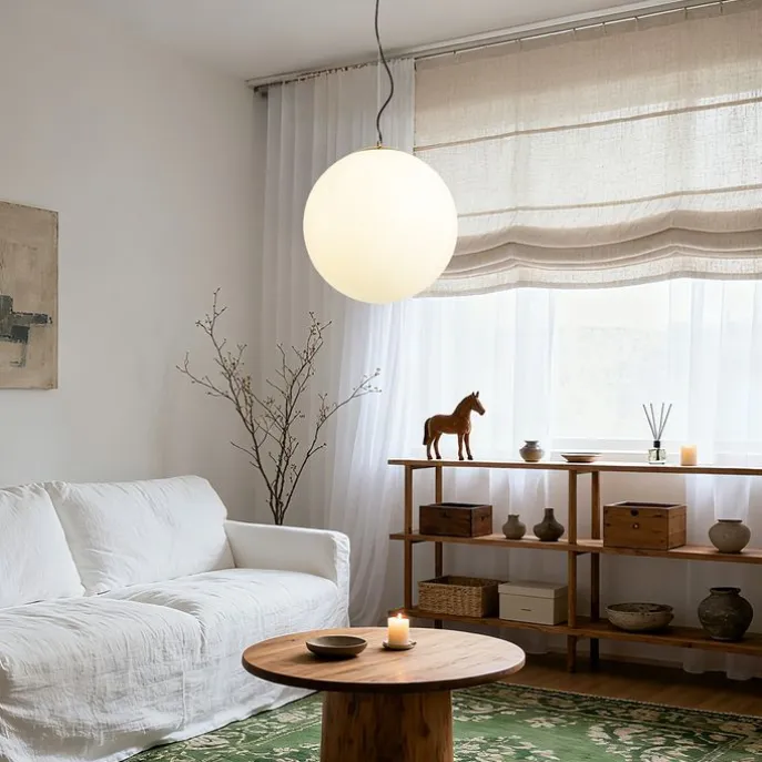 Skandinavische Hängelampe Opalglas 40 cm - Ball 40