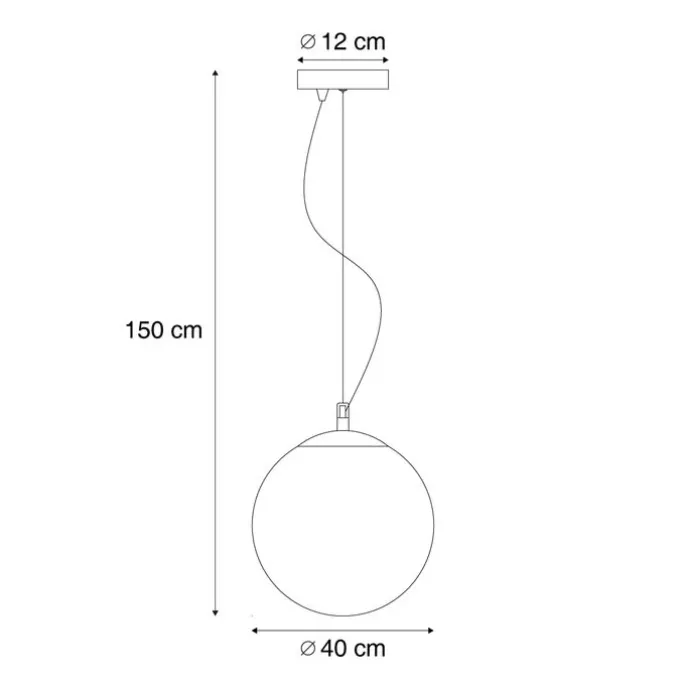 Skandinavische Hängelampe Opalglas 40 cm - Ball 40