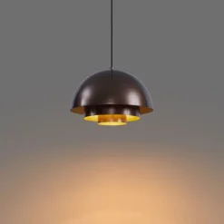 Skandinavische Hängelampe Dunkelbronze mit goldener Innenseite - Loes