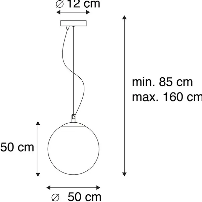 Skandinavische Hängelampe Opalglas 50 cm - Ball 50