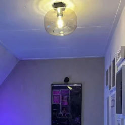 Smart Ceiling Lamp Black with Amber Glass incl. Wifi A60 - Bizle