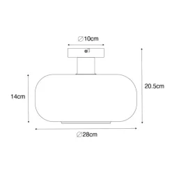 Smart Ceiling Lamp Black with Amber Glass incl. Wifi A60 - Bizle