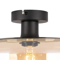 Smart Ceiling Lamp Black with Amber Glass incl. Wifi A60 - Bizle