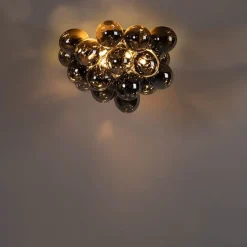 Smart Deckenleuchte schwarz mit Rauchglas inkl. 6 Wifi G9 - Uvas