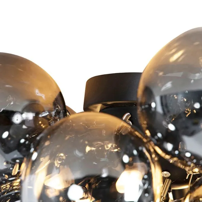 Smart Deckenleuchte schwarz mit Rauchglas inkl. 6 Wifi G9 - Uvas