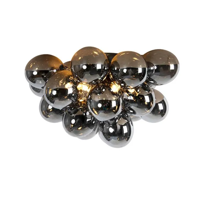 Smart Deckenleuchte schwarz mit Rauchglas inkl. 6 Wifi G9 - Uvas