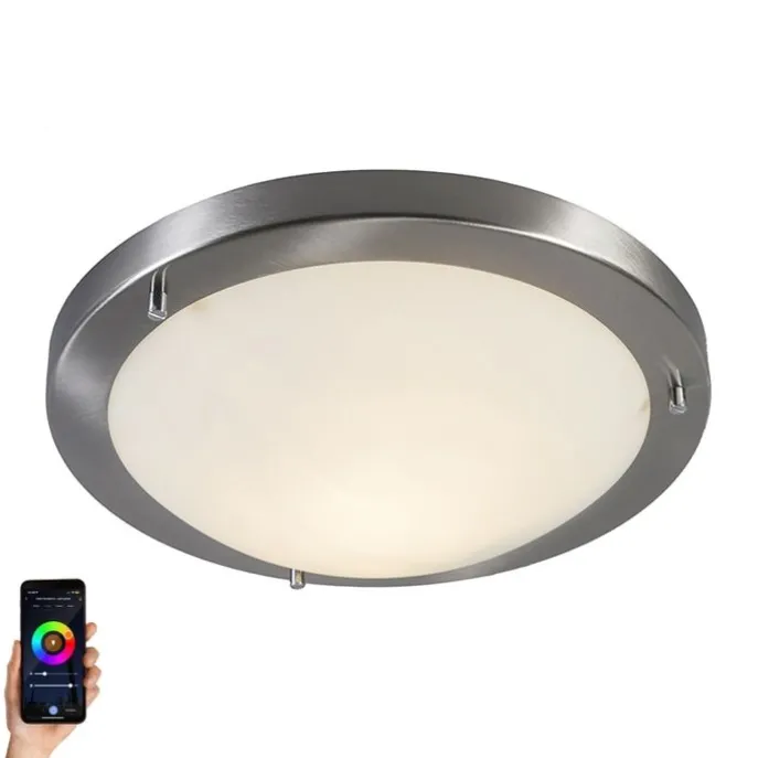 Smart Deckenleuchte Stahl 31 cm inkl. WiFi A60 IP44 - Yuma