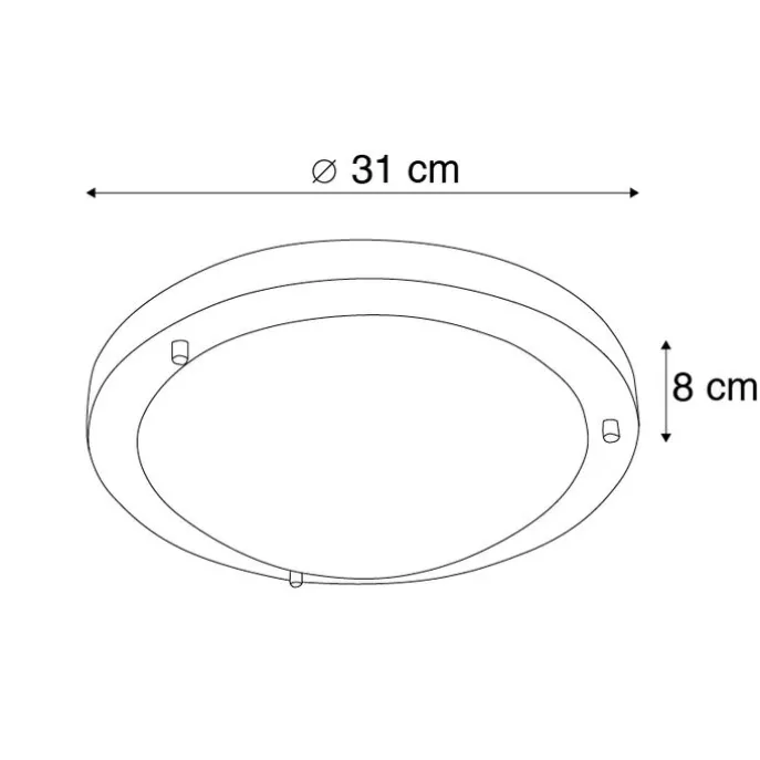 Smart Deckenleuchte Stahl 31 cm inkl. WiFi A60 IP44 - Yuma
