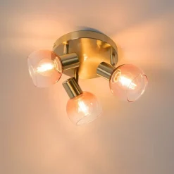 Smart Deckenstrahler Gold mit rosafarbenem Glas inkl. 3 Wifi P45 - Vidro
