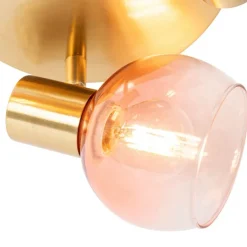 Smart Deckenstrahler Gold mit rosafarbenem Glas inkl. 3 Wifi P45 - Vidro