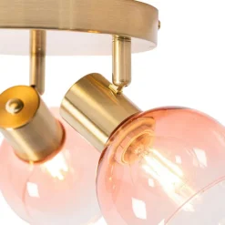 Smart Deckenstrahler Gold mit rosafarbenem Glas inkl. 3 Wifi P45 - Vidro