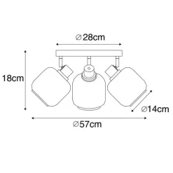 Smart Deckenstrahler Schwarz mit Gold und Rauchglas inkl. 3 Wifi P45 - Zuzanna