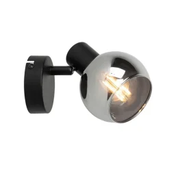 Smart Deckenstrahler schwarz mit Rauchglas inkl. Wifi P45 - Vidro