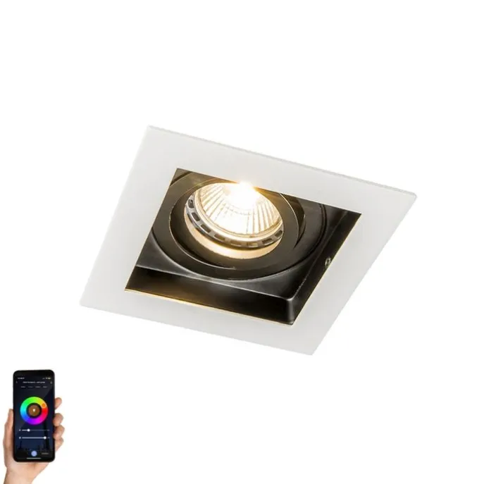 Smart Einbaustrahler weiß inkl. WiFi GU10 verstellbar - Carree