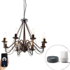 Smart Kronleuchter Rostbraun 8 Lichter inkl. Wifi B35 - Giuseppe