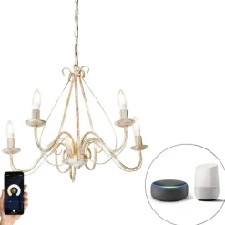 Smart Kronleuchter weiß 5 Lichter inkl. Wifi B35 - Giuseppe