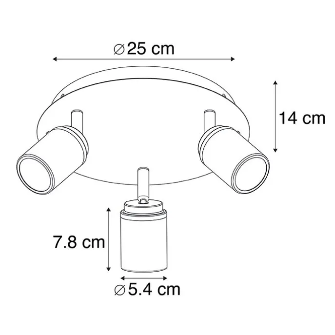 Smart Modern Spot schwarz inkl. GU10 3-flammig IP44- Ducha
