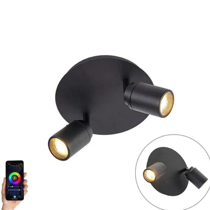 Smart Modern spot schwarz inkl. GU10 2-flammig IP44 - Ducha