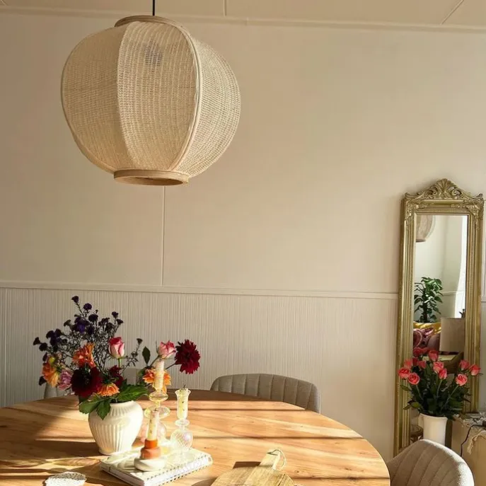 Smart Pendant Lamp Natural Fabric 48 cm Incl. Wifi G95 - Rob