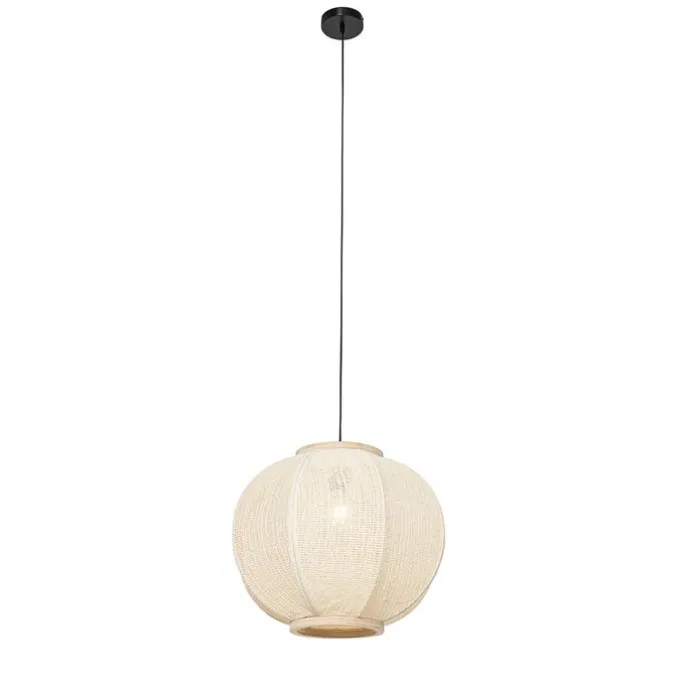 Smart Pendant Lamp Natural Fabric 48 cm Incl. Wifi G95 - Rob