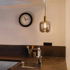 Smart Pendelleuchte Schwarz mit Gold und Rauchglas inkl. Wifi A60 - Zuzanna