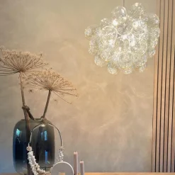 Smart Pendelleuchte schwarz mit Bernsteinglas inkl. 8 WiFi G9 - Uvas