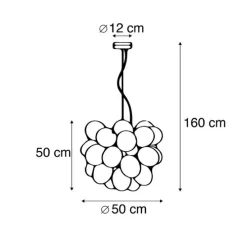 Smart Pendelleuchte schwarz mit Bernsteinglas inkl. 8 WiFi G9 - Uvas