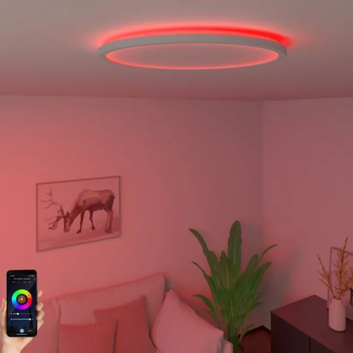 Smart plafondlamp wit 40 cm incl. LED RGBW IP54 - Siem