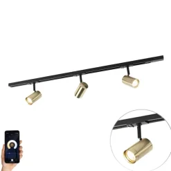 Smart Schienensystem schwarz mit Gold 1-phasig 3-Licht inkl. Wifi GU10 - Iconic Jeana
