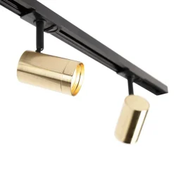 Smart Schienensystem schwarz mit Gold 1-phasig 3-Licht inkl. Wifi GU10 - Iconic Jeana