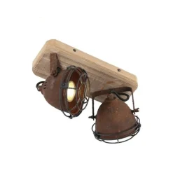 Smart Spot Rostbraun mit Holz inkl. 2 WiFi GU10 - Gina