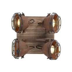 Smart Spot Rostbraun mit Holz inkl. 4 WiFi GU10 - Gina