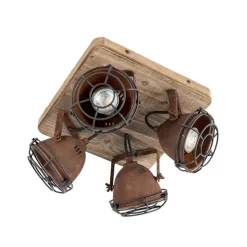 Smart Spot Rostbraun mit Holz inkl. 4 WiFi GU10 - Gina