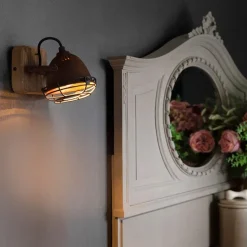 Smart Spot Rostbraun mit Holz neigbar inkl. Wifi GU10 - Gina