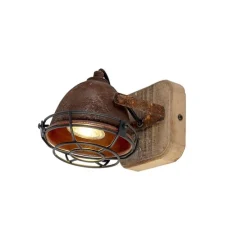 Smart Spot Rostbraun mit Holz neigbar inkl. Wifi GU10 - Gina