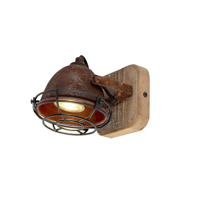 Smart Spot Rostbraun mit Holz neigbar inkl. Wifi GU10 - Gina
