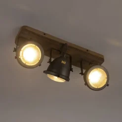 Smart Spot Stahl mit Holz neigbar inkl. 3 WiFi GU10 - Emado